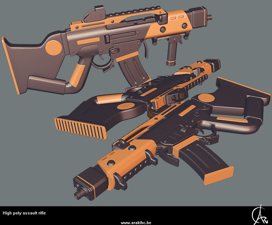 high poly assault rifle